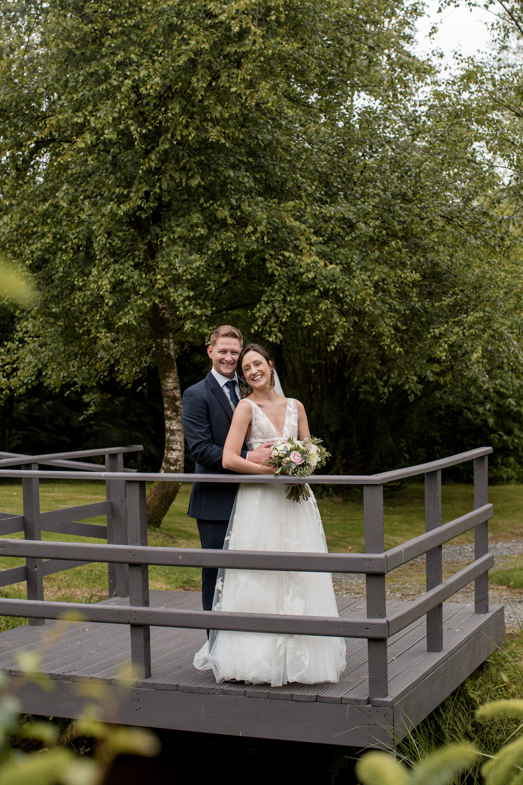 alison and matt at their woodland wedding