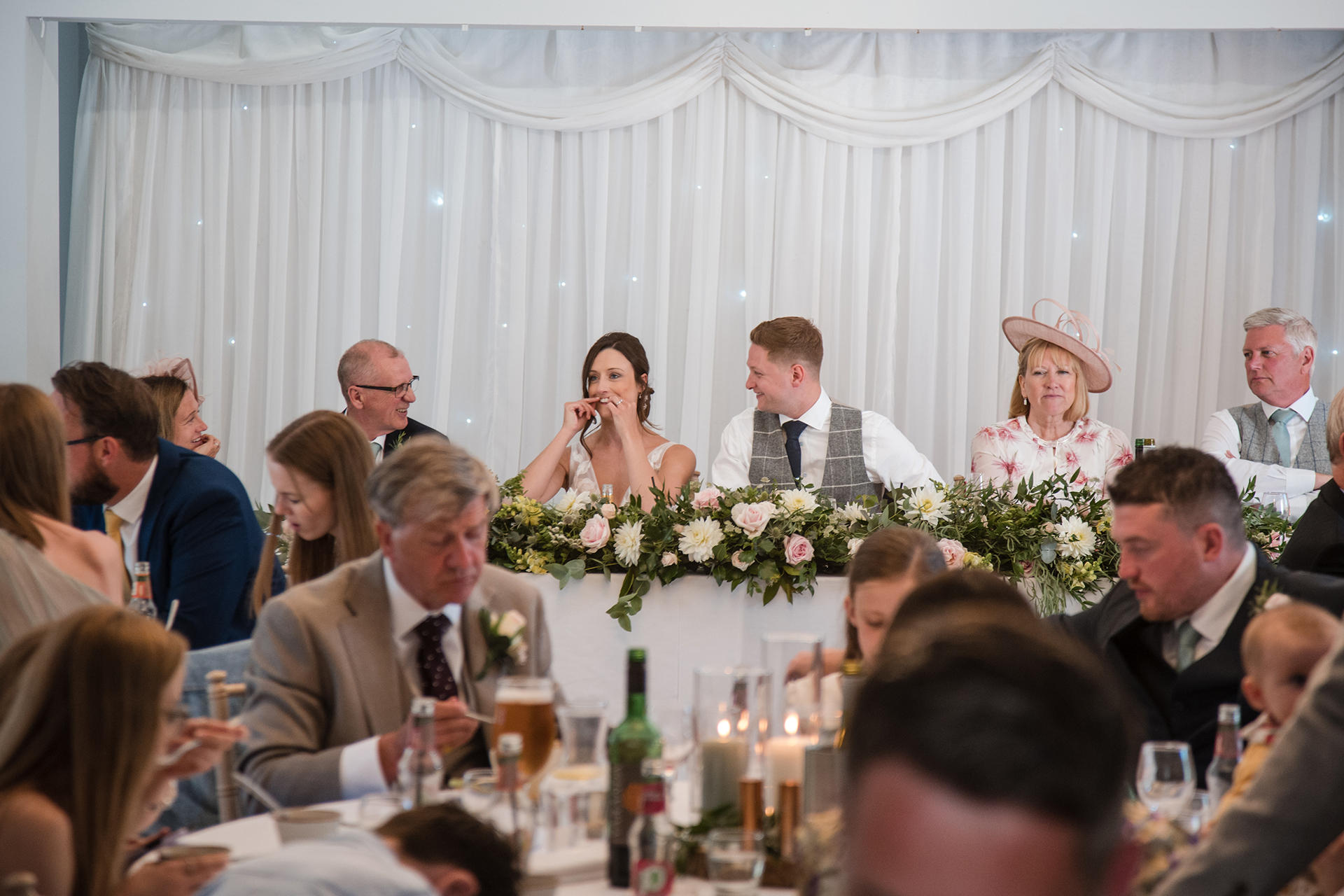 wedding guests at Alison and matt's woodland wedding
