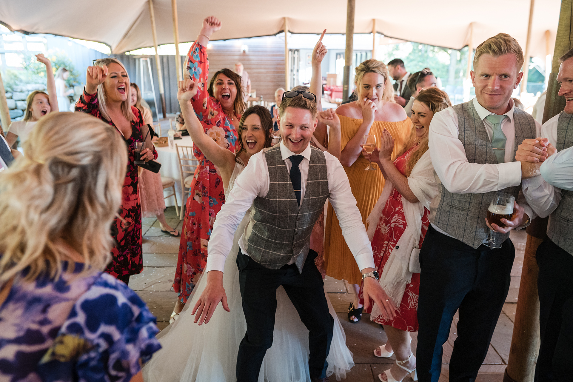 wedding guests at Alison and matt's woodland wedding