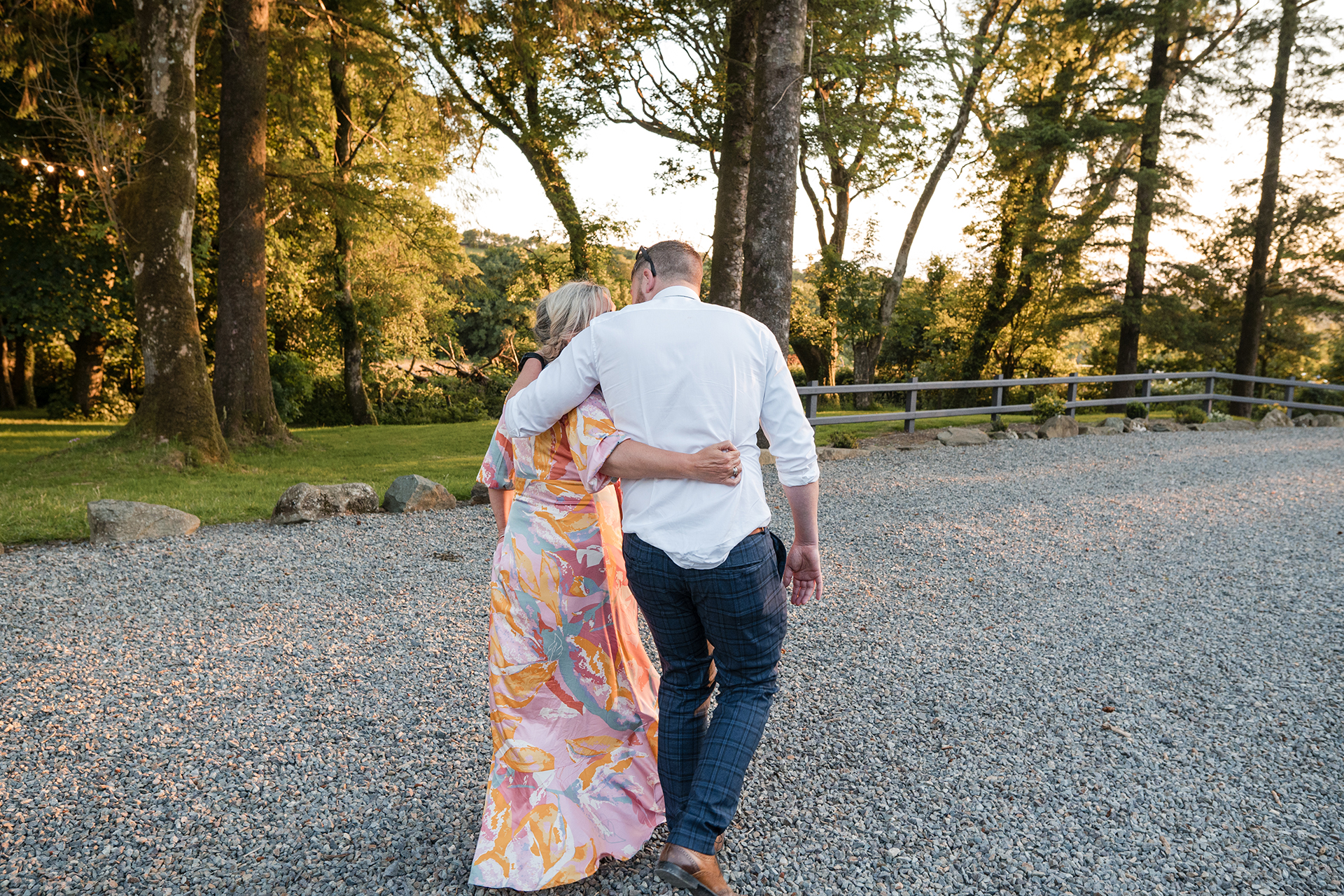 wedding guests at woodland weddign wales