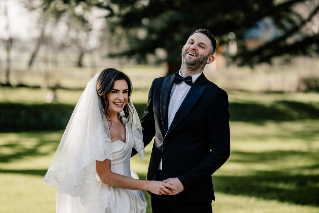 olden hour magic in Garthmyl Hall’s lush gardens – dreamy outdoor wedding portraits at their fines
