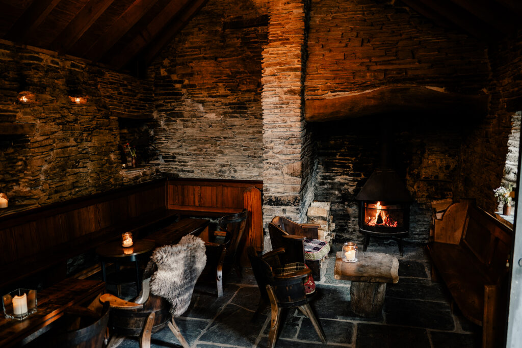 Inside Bwthyn Pub at a fforest wedding