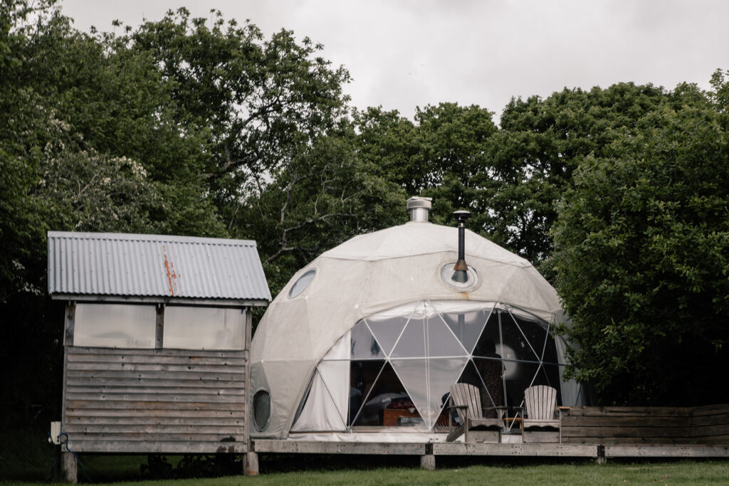 Fforest domes at a forest wedding.