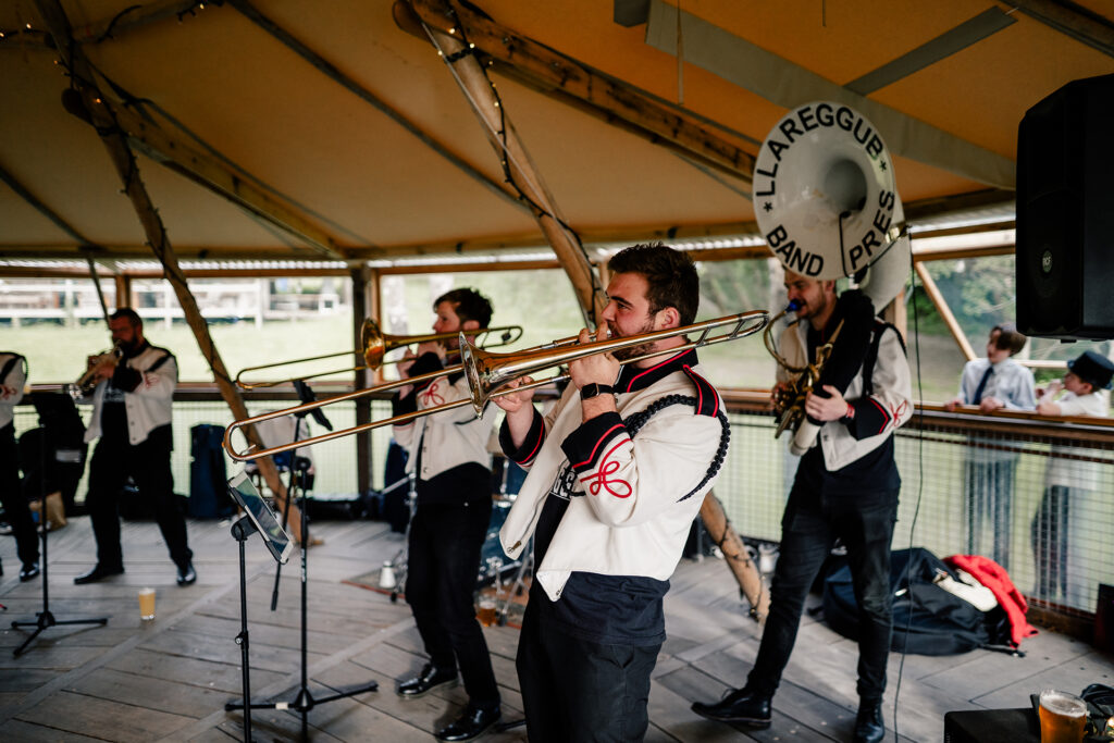 Brass Band at Fforest Farm in the Hat Tipi