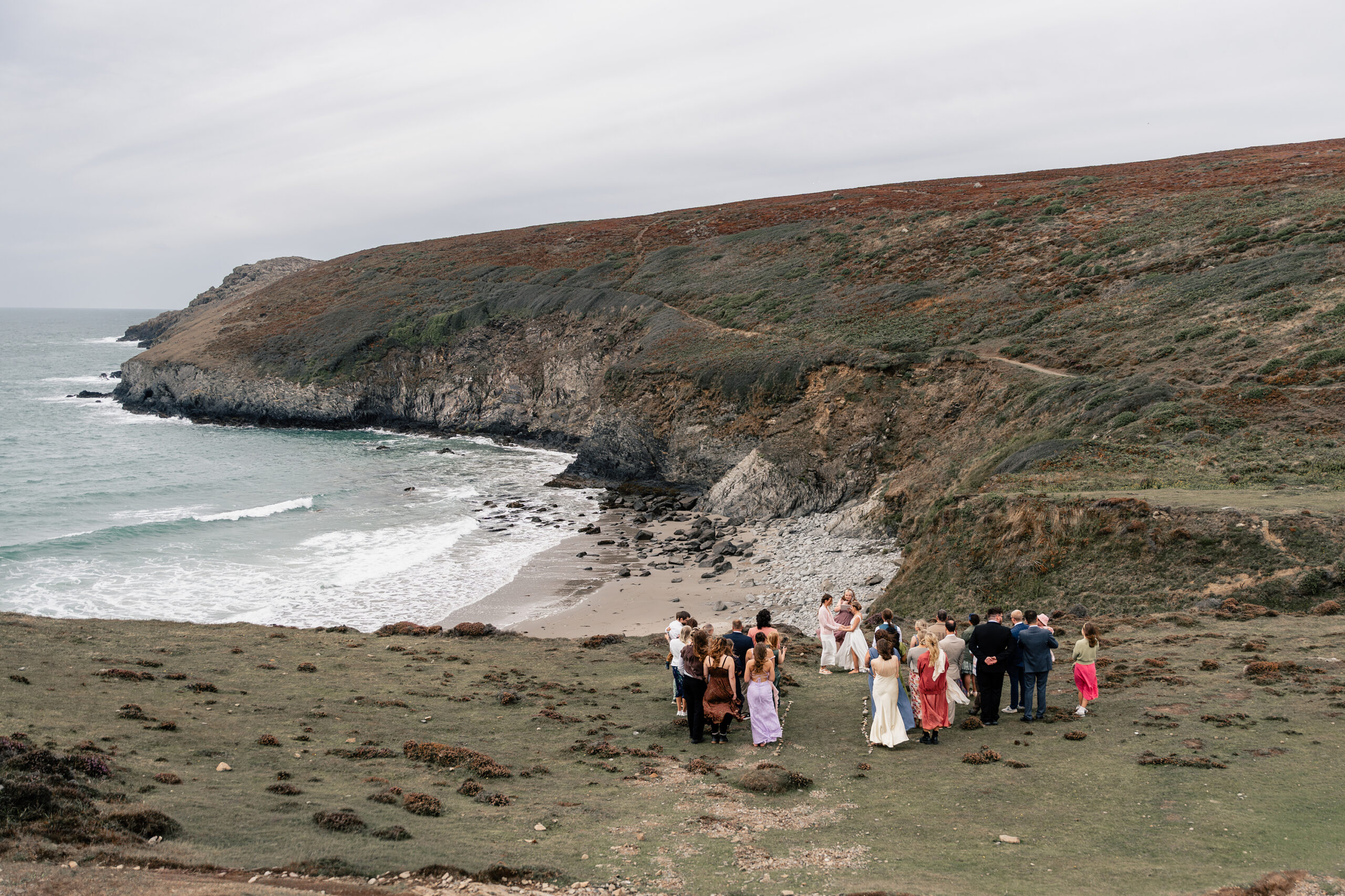 Wedding ceremony overlooking a beach in Pembrokeshire